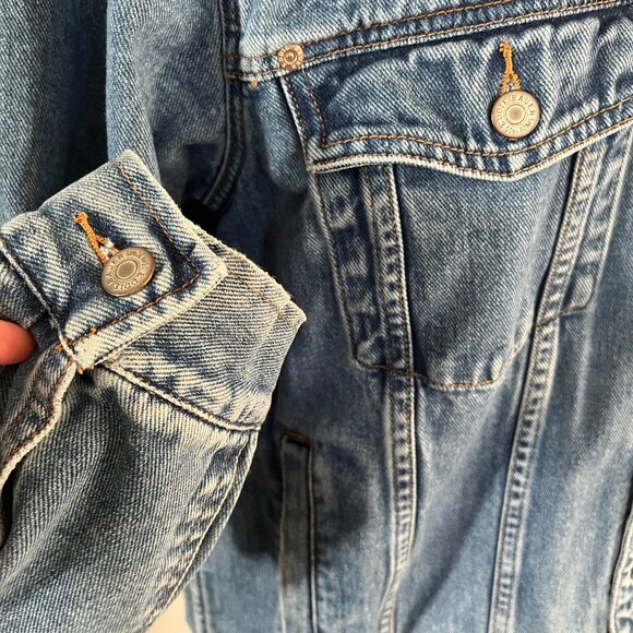 VTG Y2K Eddie Bauer Sz XL Men's Cotton Denim Trucker Style Jean Jacket - Picture 7 of 12